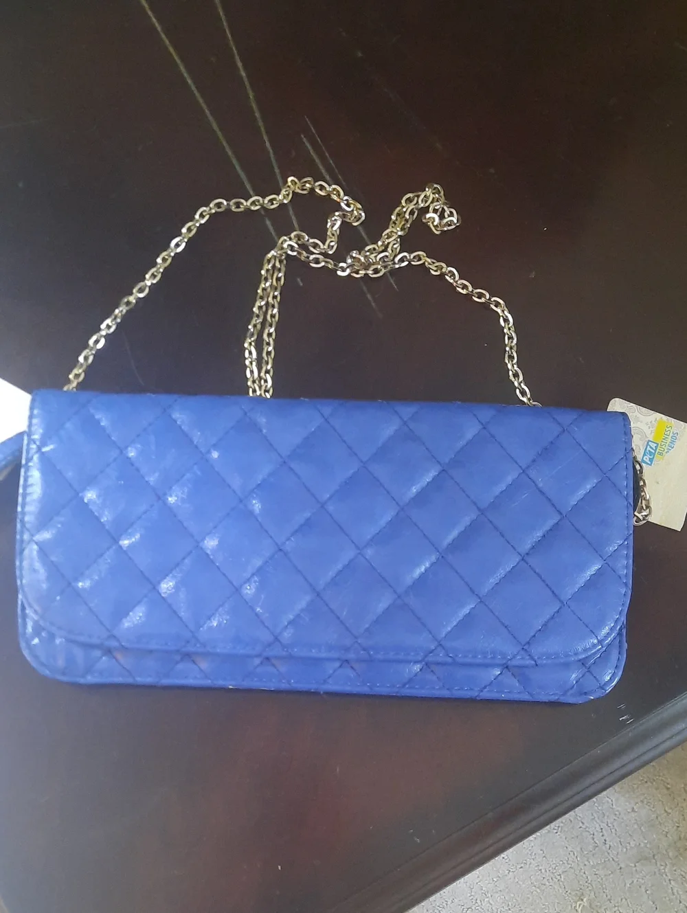 Urban Expressions Blue Quilted Chain Clutch